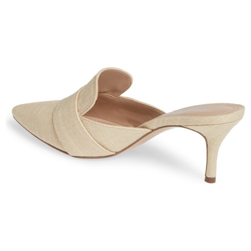 Charles Beige Tweed Heeled Mules with Loafer Design and Buckle Detail, size 8 - Picture 8 of 9